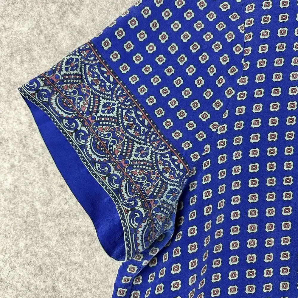Madewell Blue Patterned Short-Sleeve Blouse - Picture 3 of 13